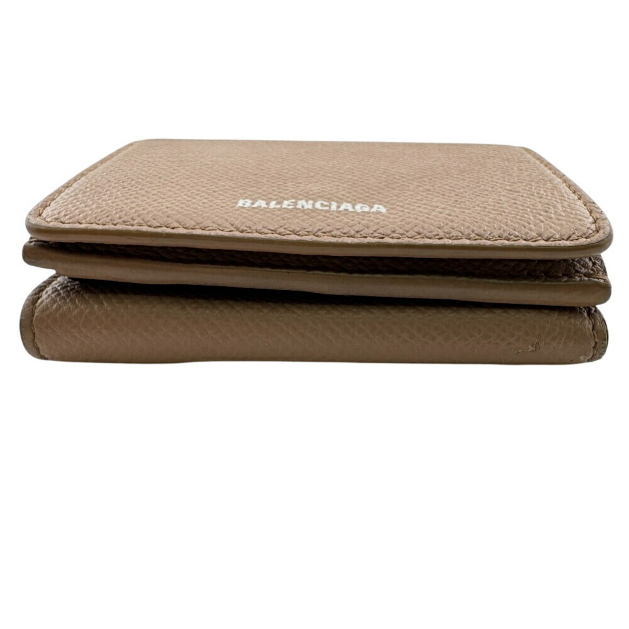 Balenciaga Beige Leather Wallet (Tri-Fold)