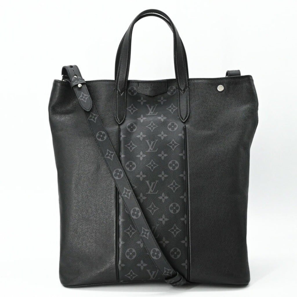 Louis Vuitton Black Noir Taigarama Monogram Shoulder Bag Tote Bag