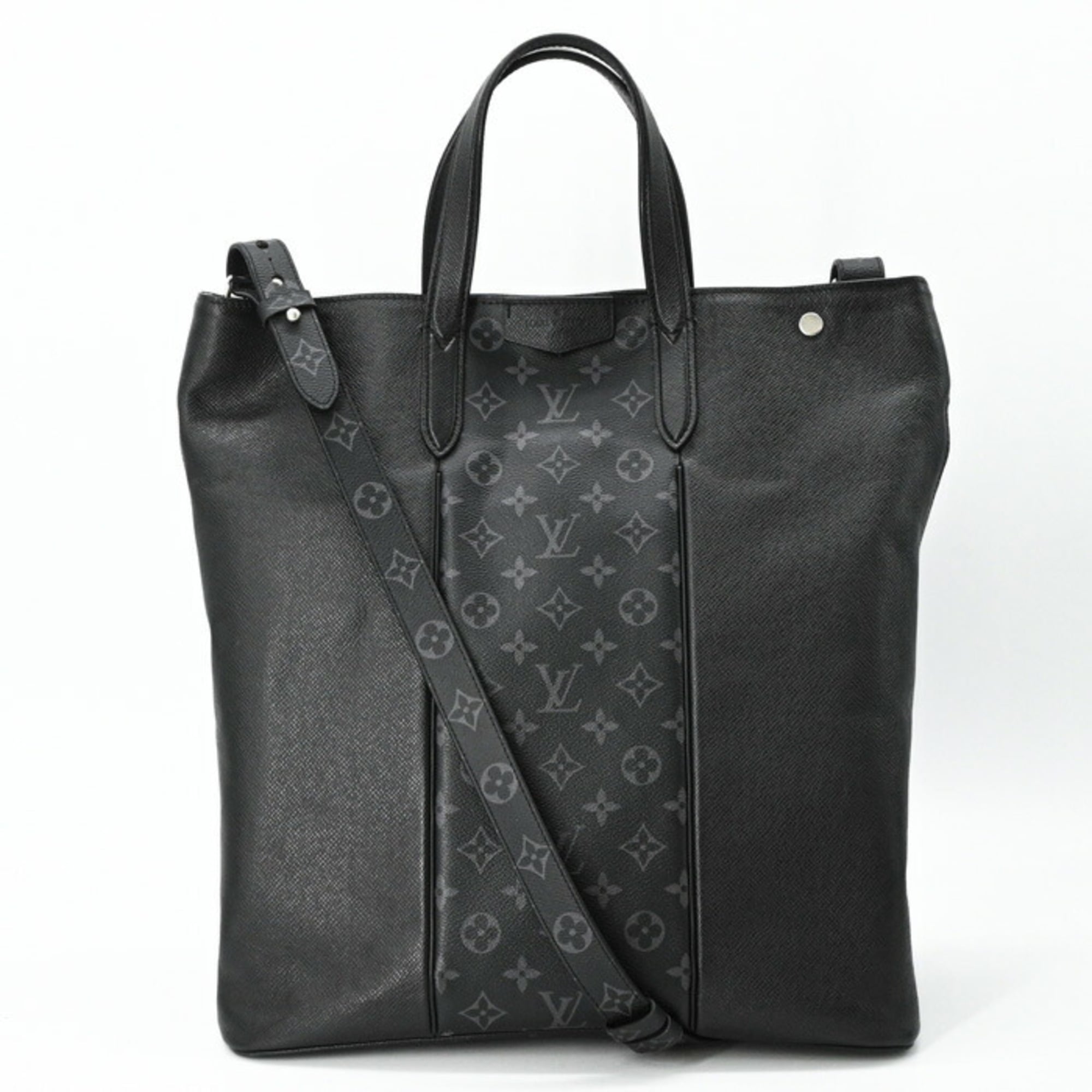 Louis Vuitton Black Noir Taigarama Monogram Shoulder Bag Tote Bag