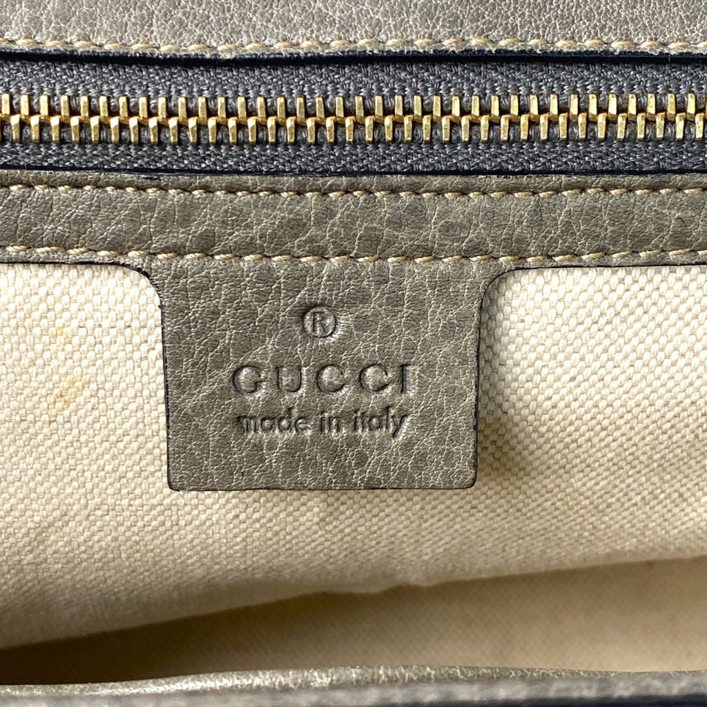 Gucci Brown Gray Leather Handbag Shoulder Bag (Pre-Owned)