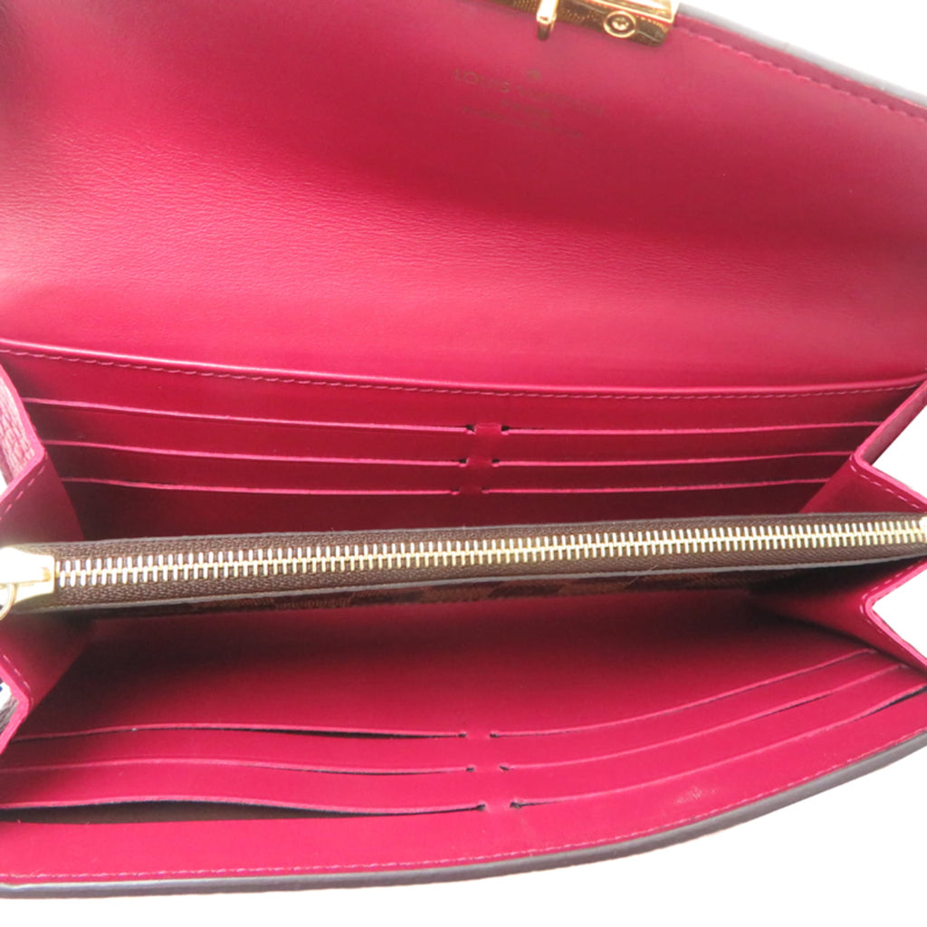 Louis Vuitton Red Color Damier Canvas Leather Long Wallet