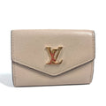 Louis Vuitton Beige Grayish Leather Wallet (Tri-Fold)