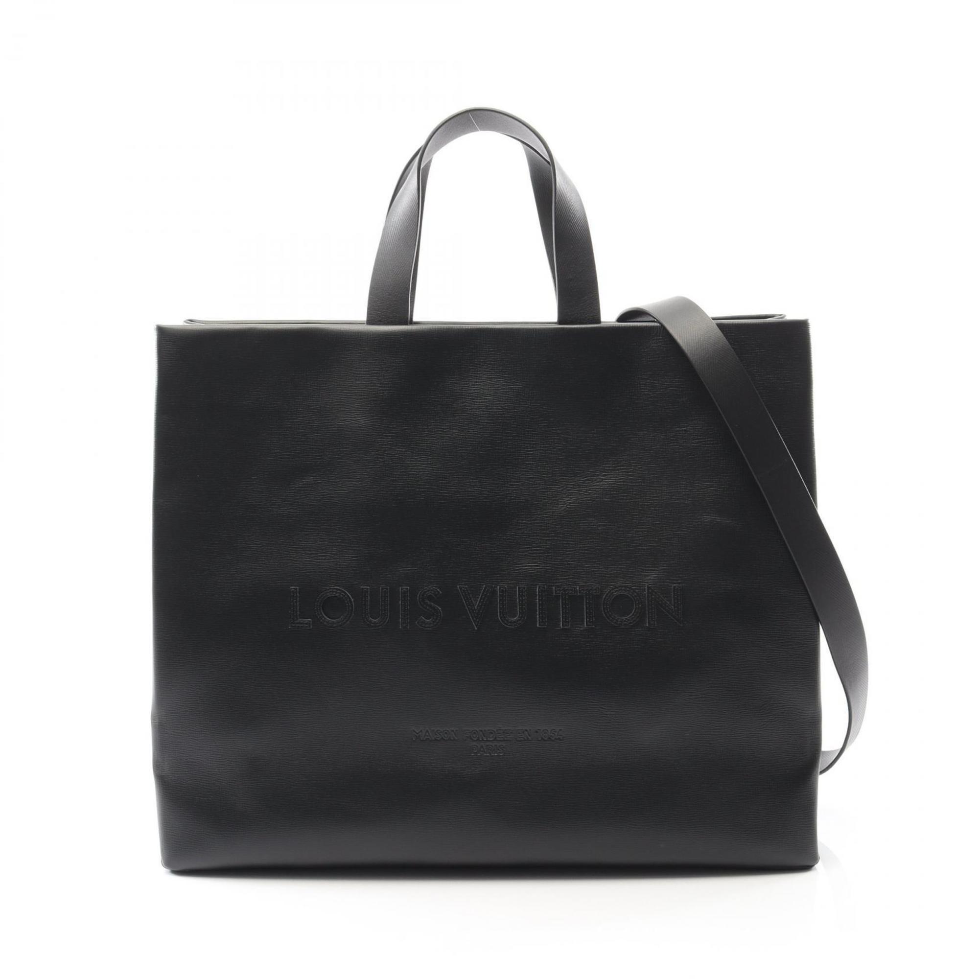 Louis Vuitton Black Leather Tote Bag