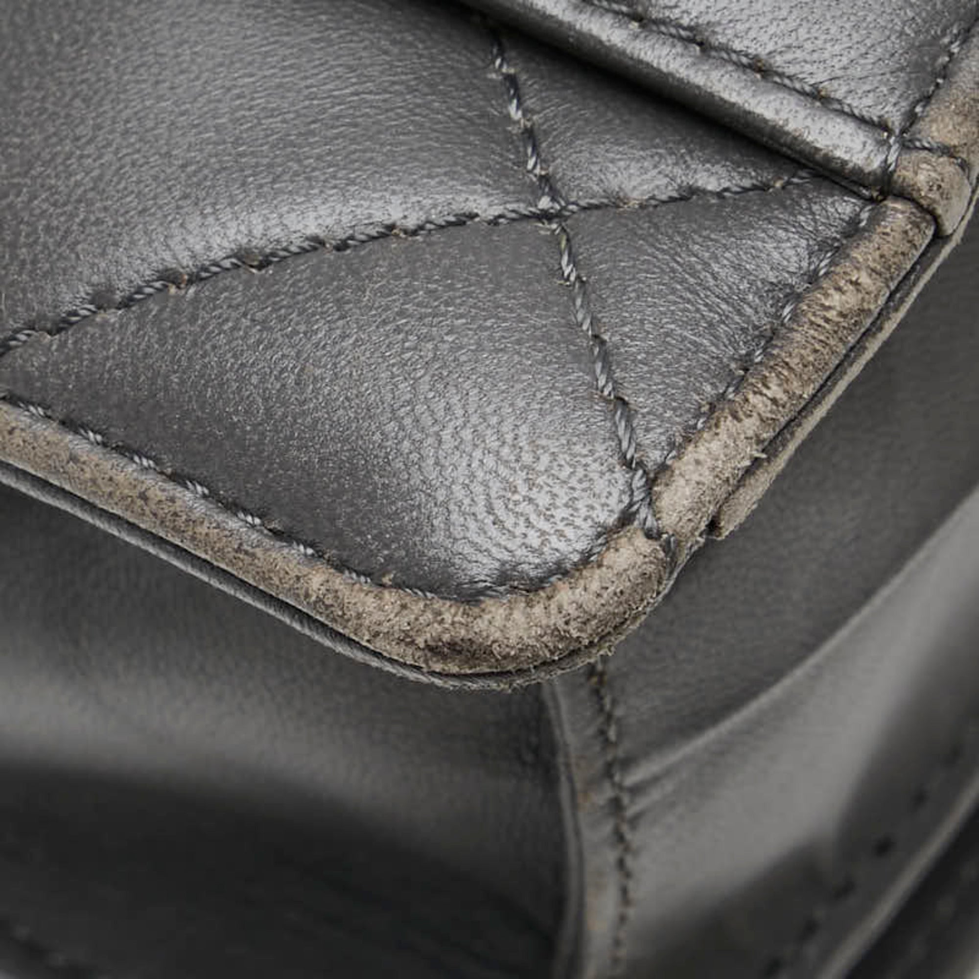 Chanel Gray Leather Shoulder Bag