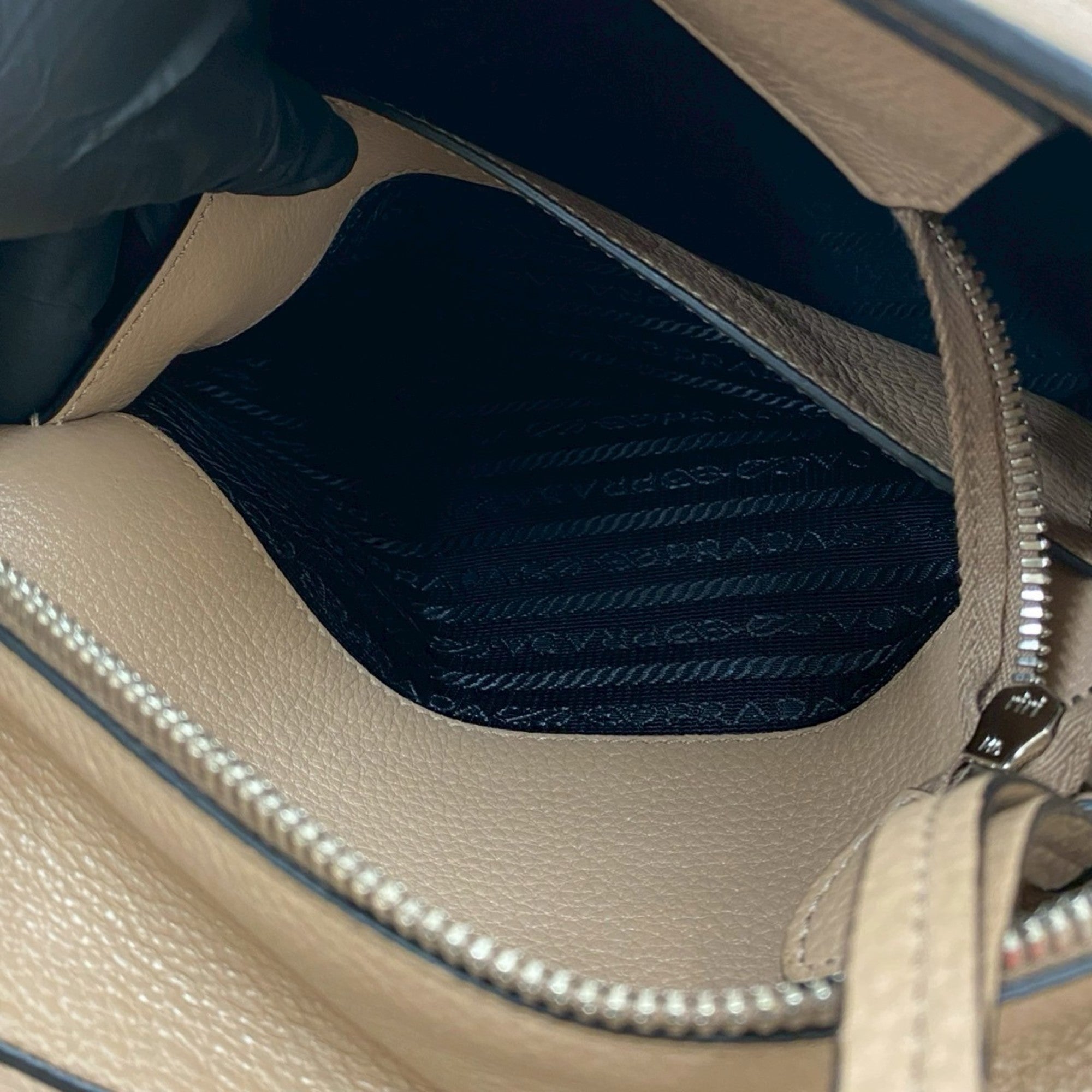 Prada Beige Leather Pochette Shoulder Bag