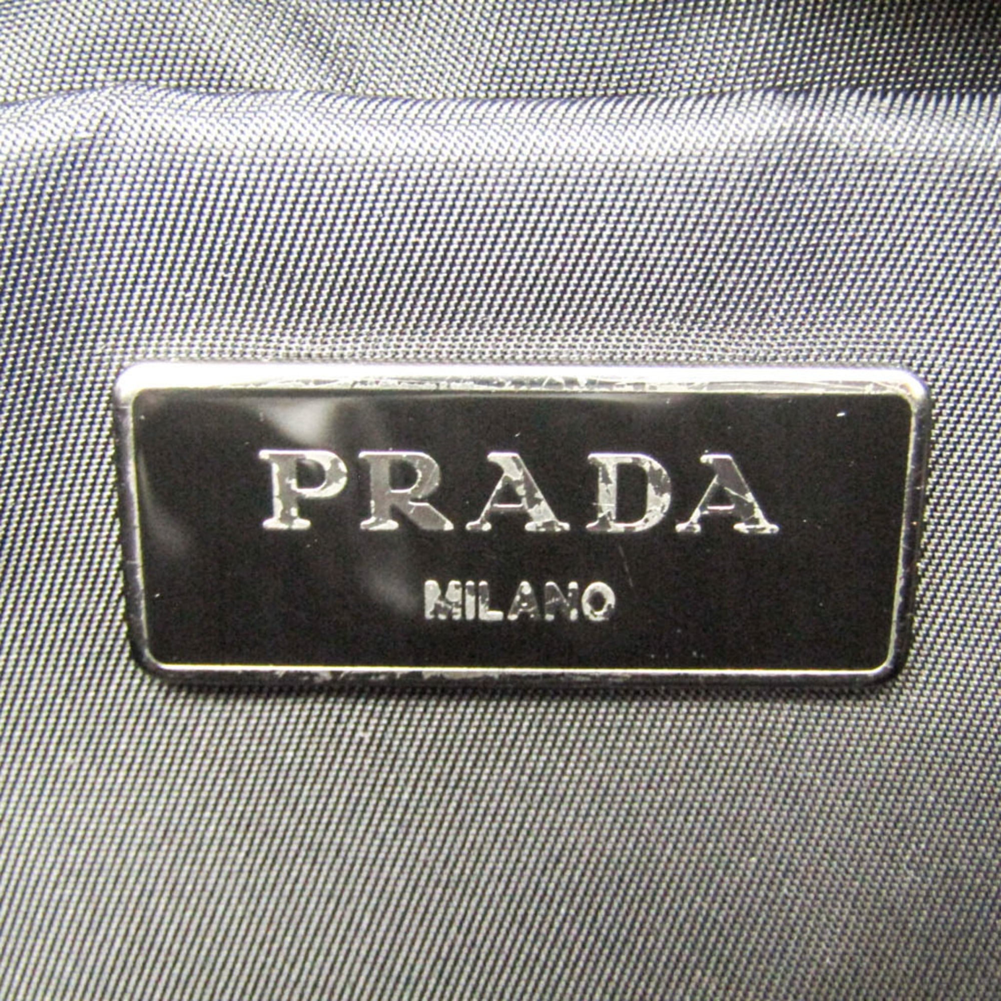 Prada Convertible Double Tote Nappa Leather And Tessuto Black Nylon Handbag