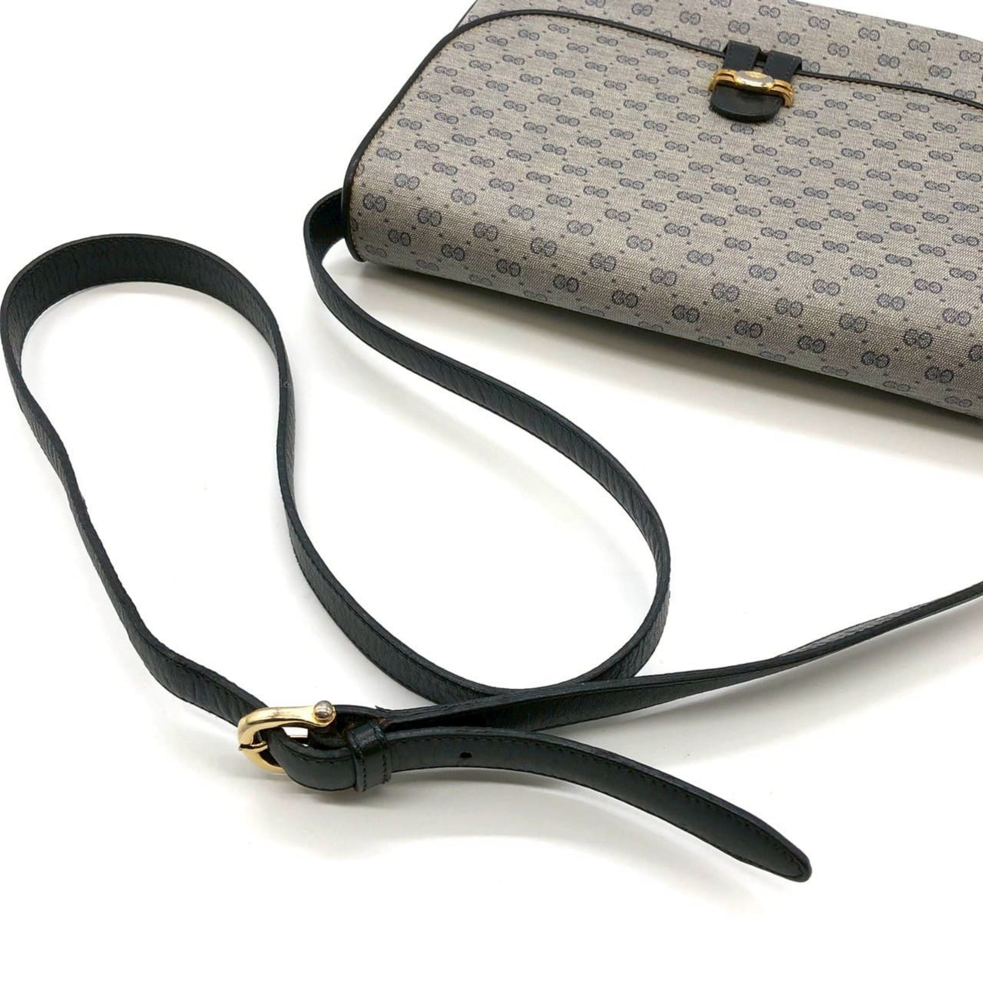 Gucci Navy Micro Gg Leather Leather Shoulder Bag (Pre-Owned)
