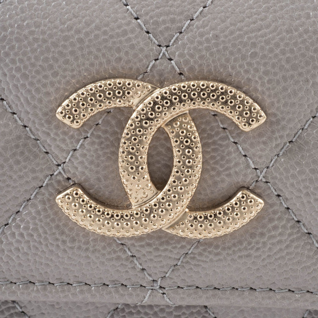 Chanel Grayish Leather Wallet (Tri-Fold)