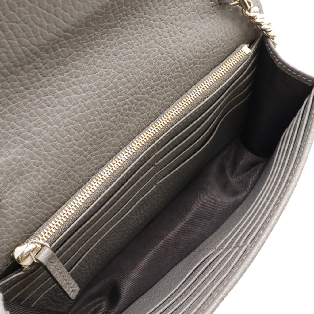 Gucci Gray Leather Chain/Shoulder Wallet (Pre-Owned)