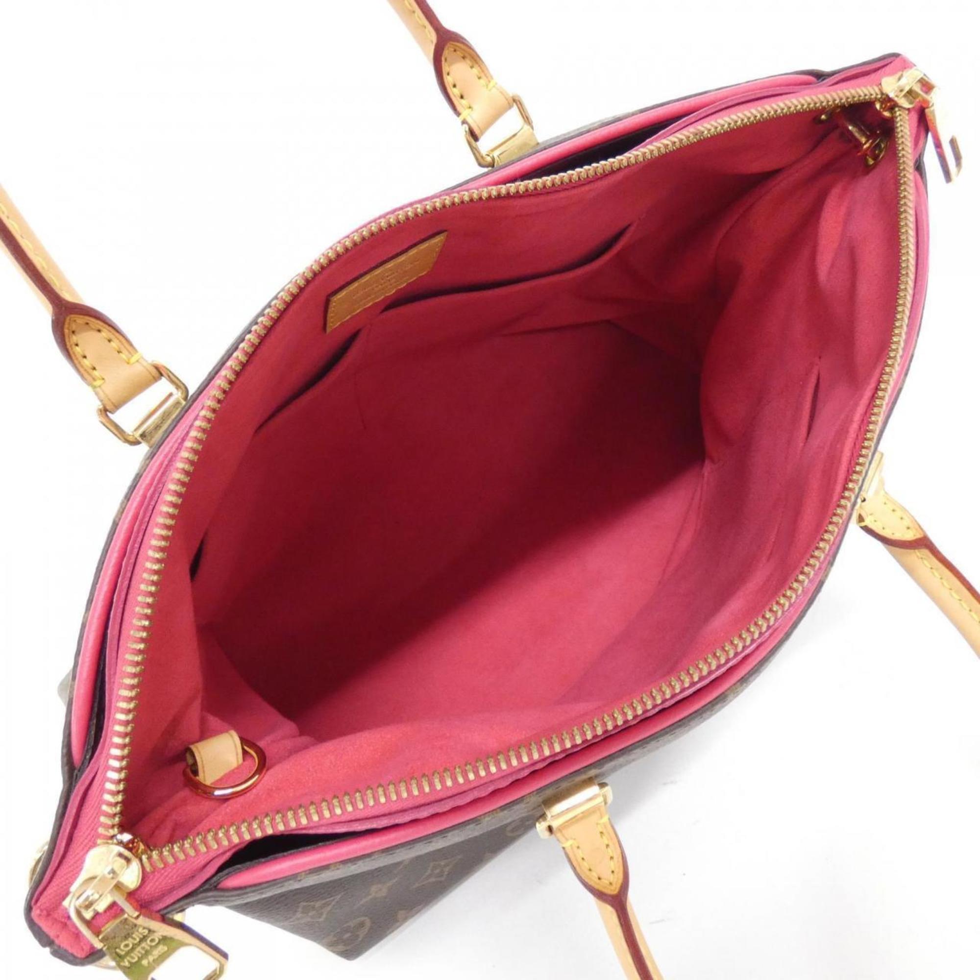 Louis Vuitton Monogram Marron Rose Litchi Coated Canvas Leather Handbag