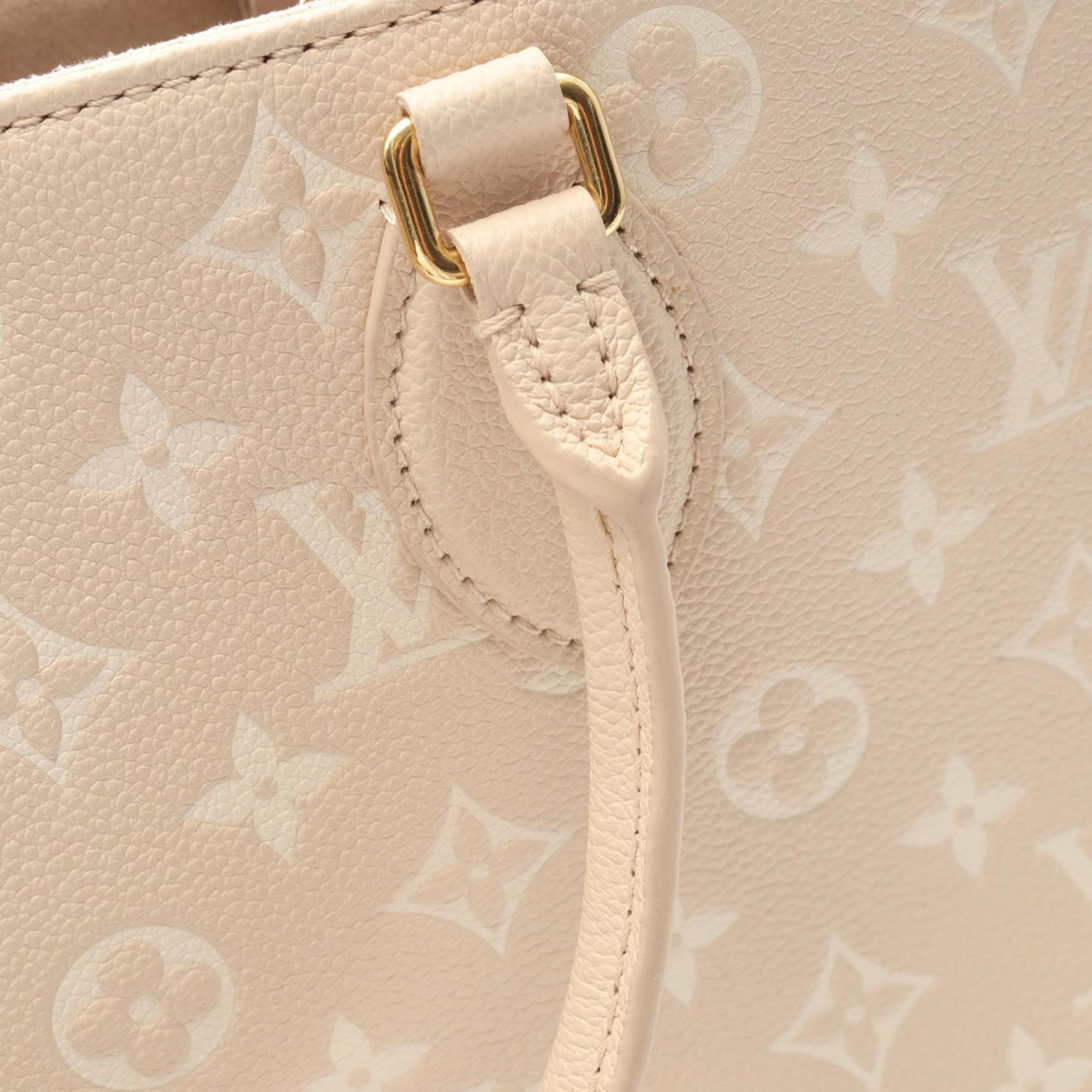 Louis Vuitton Beige Pink Rose Yellow Leather Handbag
