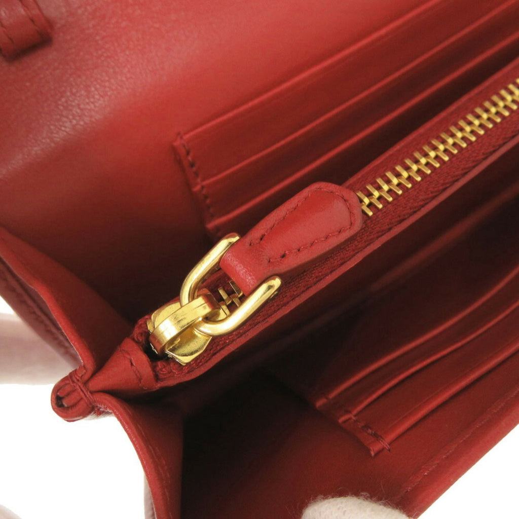 Prada Red Color Nylon Leather Chain/Shoulder Wallet