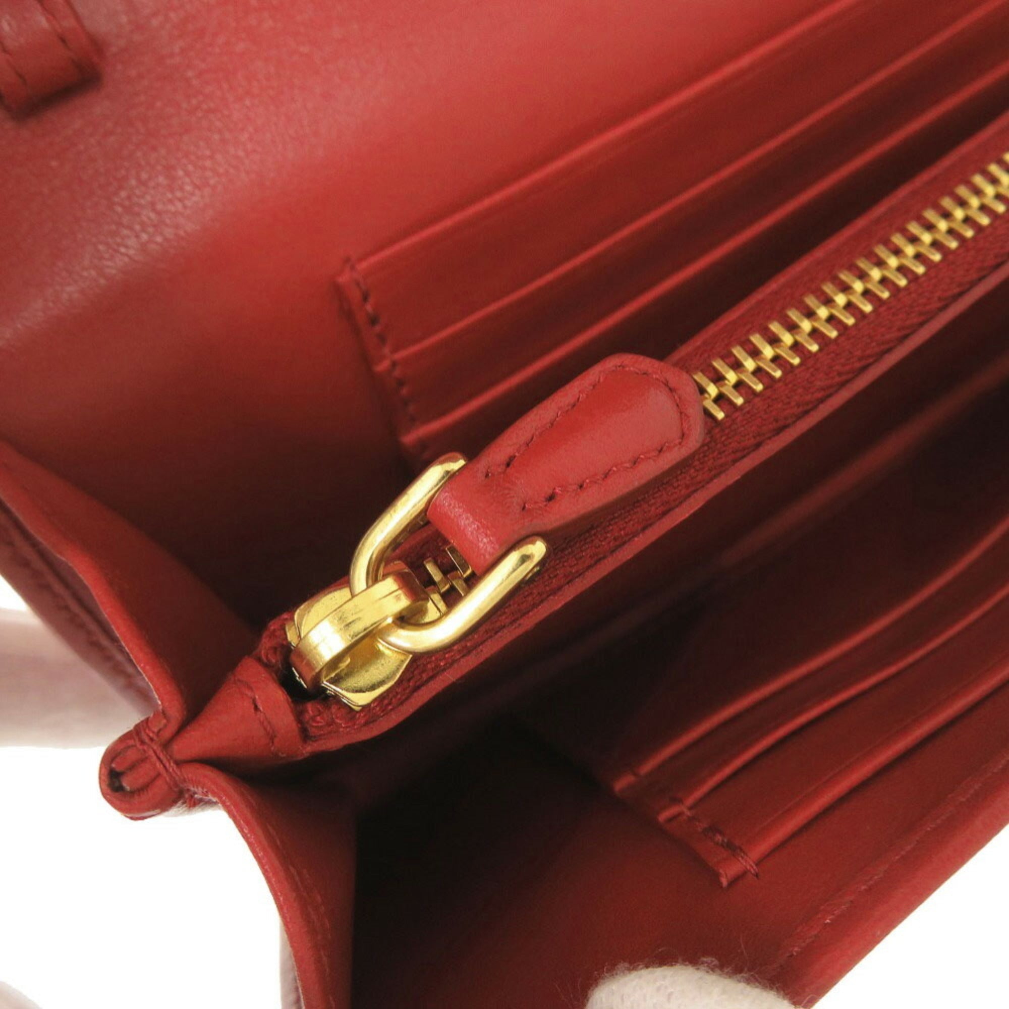 Prada Red Color Nylon Leather Chain/Shoulder Wallet