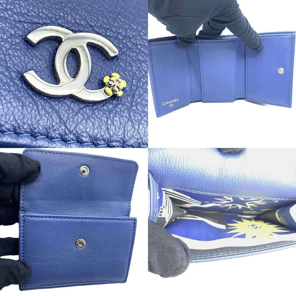 Chanel Navy Leather Wallet (Tri-Fold)