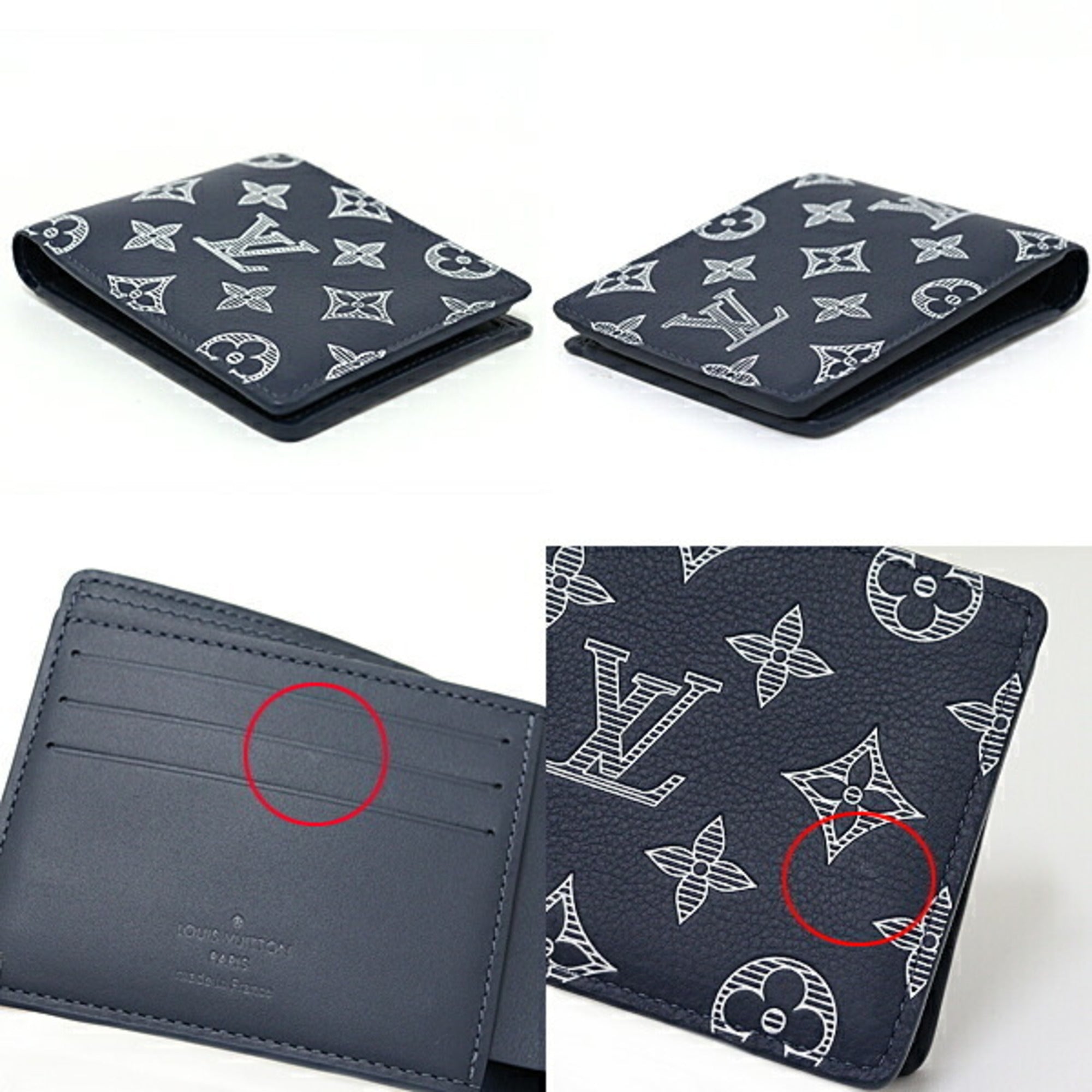 Louis Vuitton Navy Blue Monogram Shadow Wallet