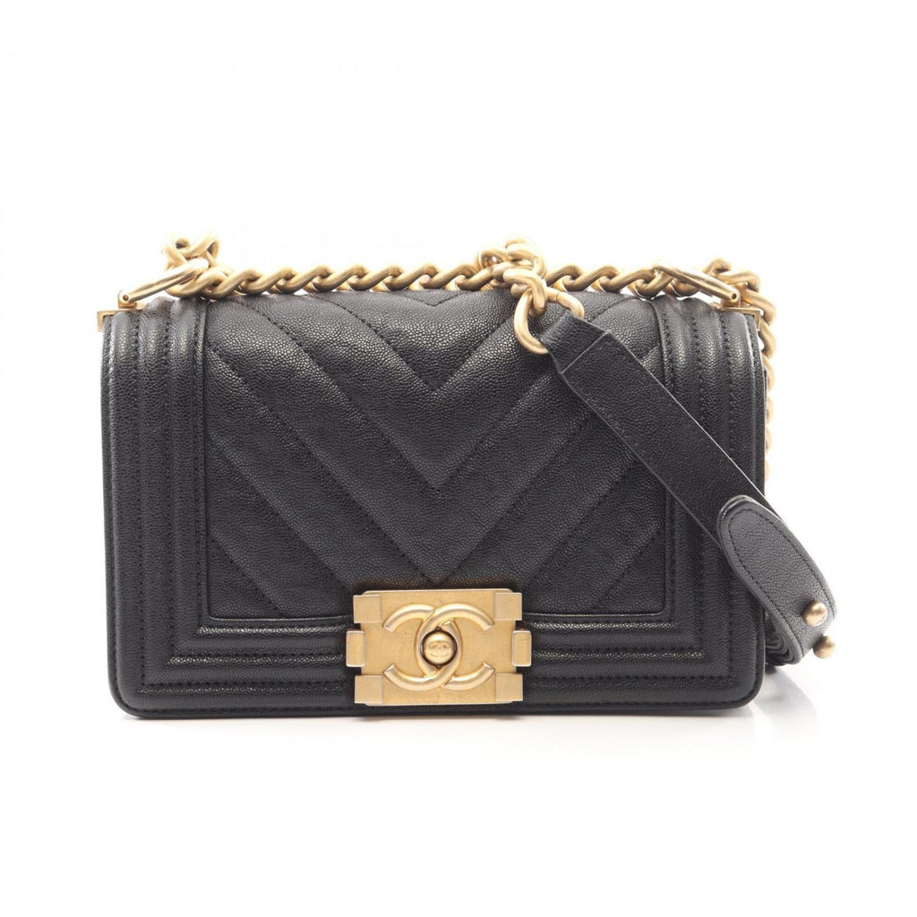 Chanel Black Grained Calfskin Handbag Shoulder Bag