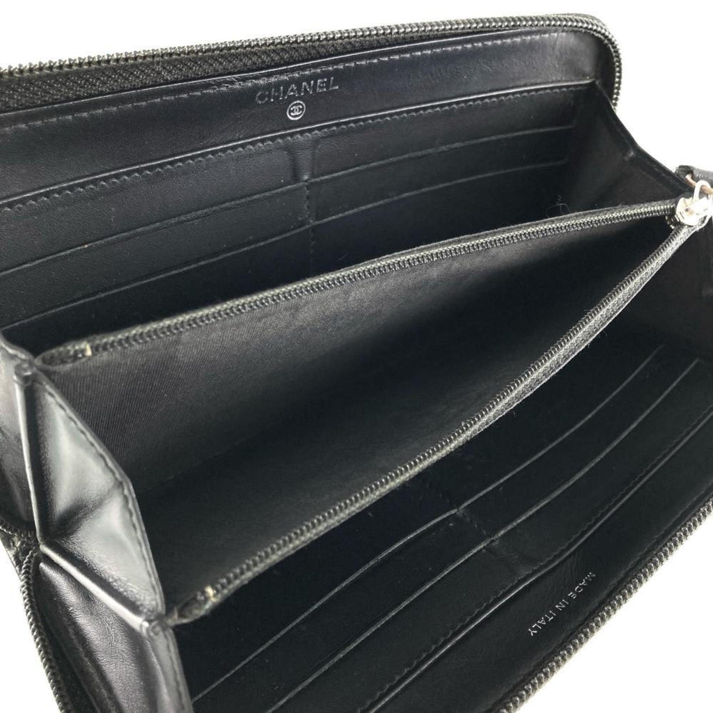 Chanel Black Leather Long Wallet (Bi-Fold)