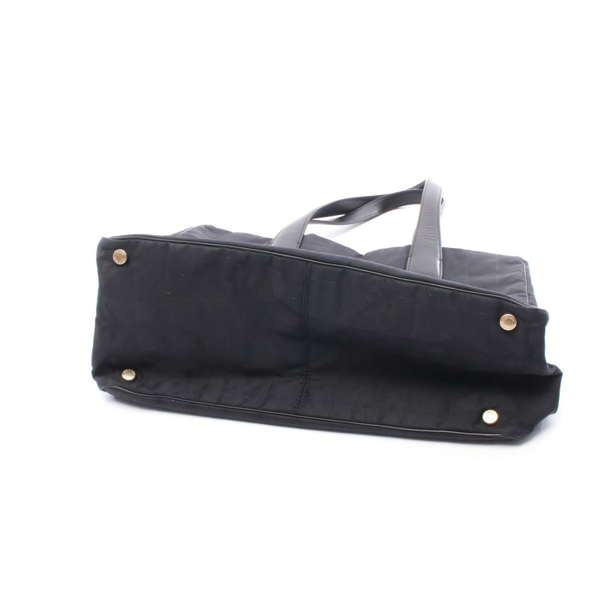 Chanel Black Leather Nylon Canvas Handbag Tote Bag