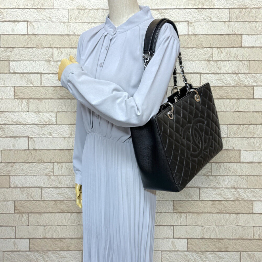 Chanel Black Caviar Leather Tote Bag