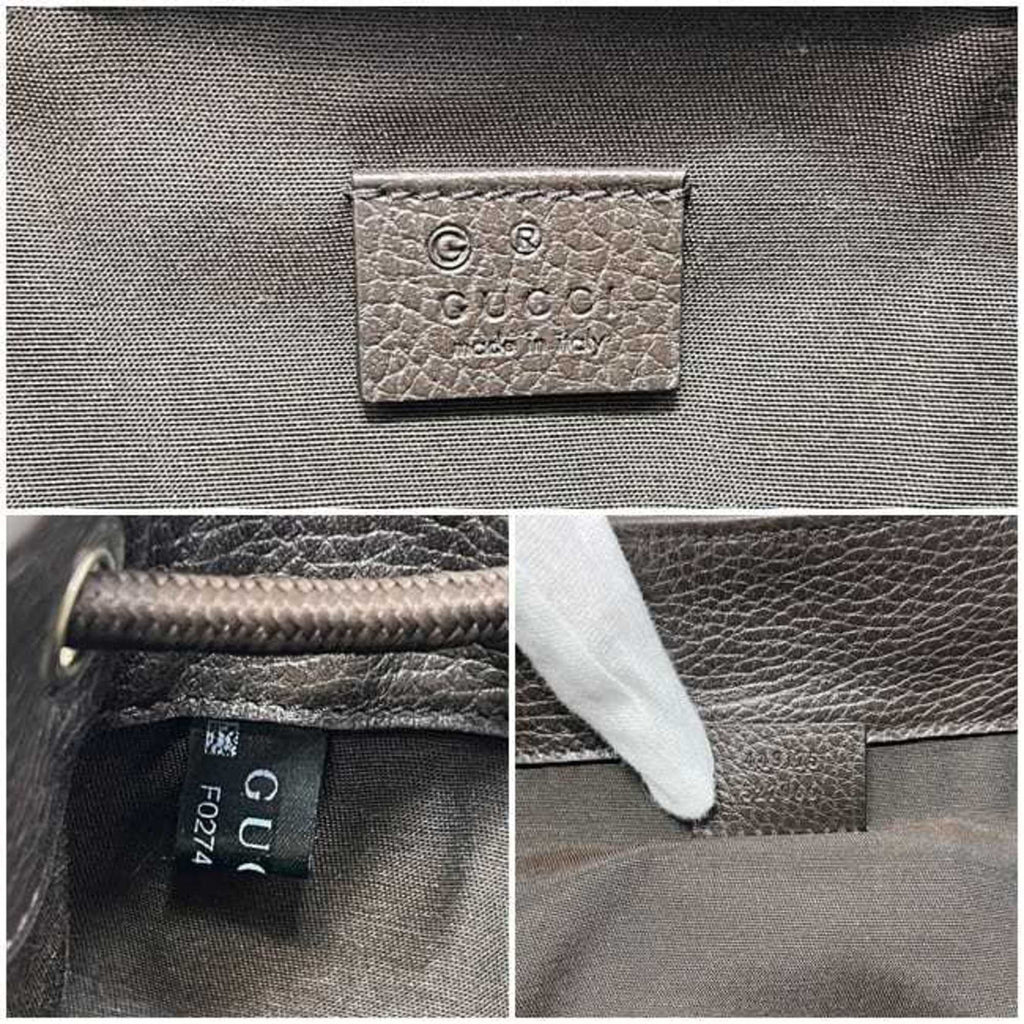 Gucci Beige Brown Brown Gg Gg Canvas Leather Backpack (Pre-Owned)