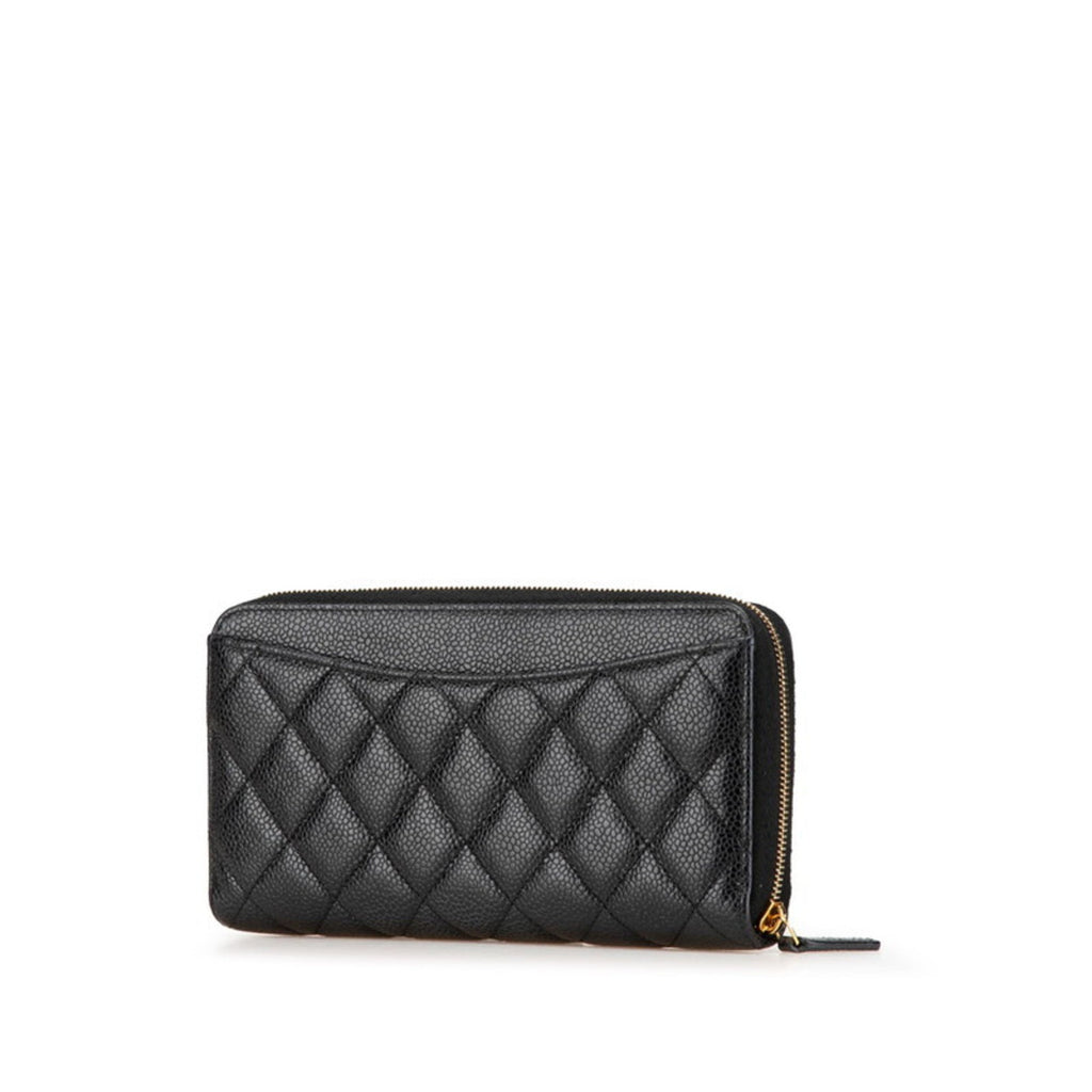 Chanel Black Grained Calfskin Long Wallet (Bi-Fold)