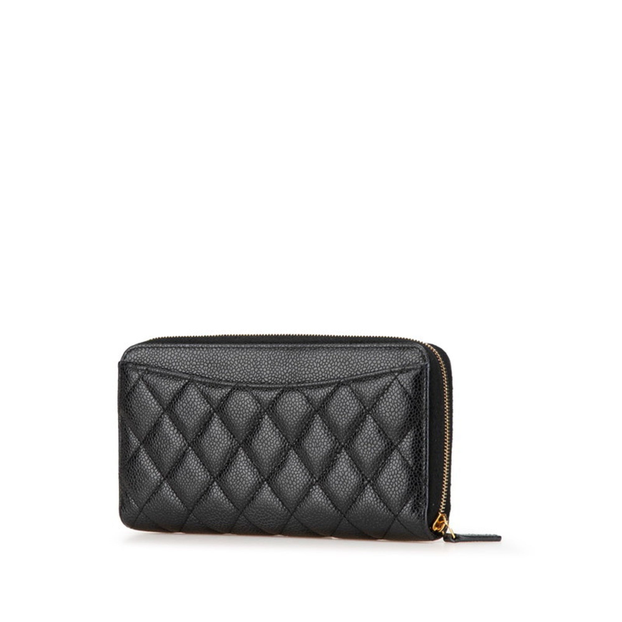 Chanel Black Grained Calfskin Long Wallet (Bi-Fold)