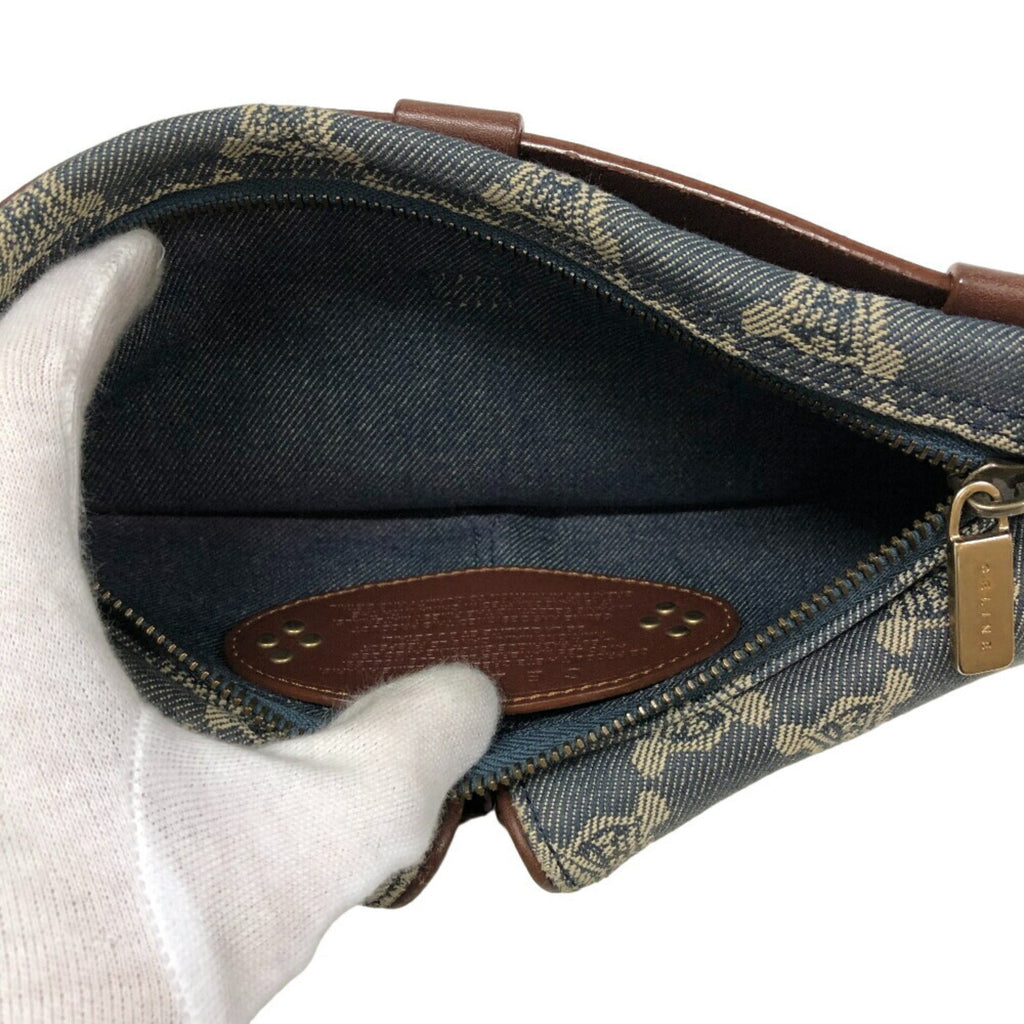Celine Blue Brown Denim Leather Fanny Pack Sling Bag