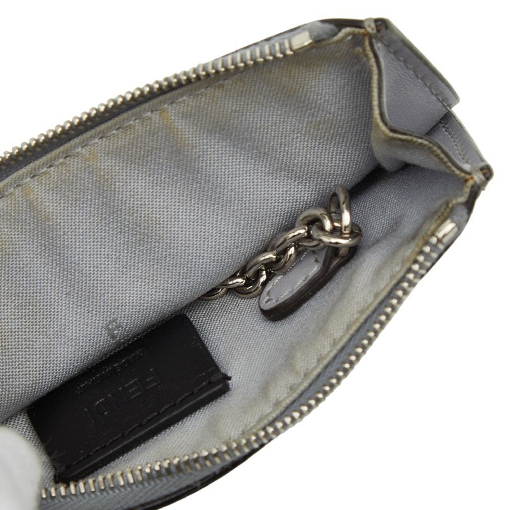 Fendi Gray Multi-Color Leather Coin Purse/Coin Case