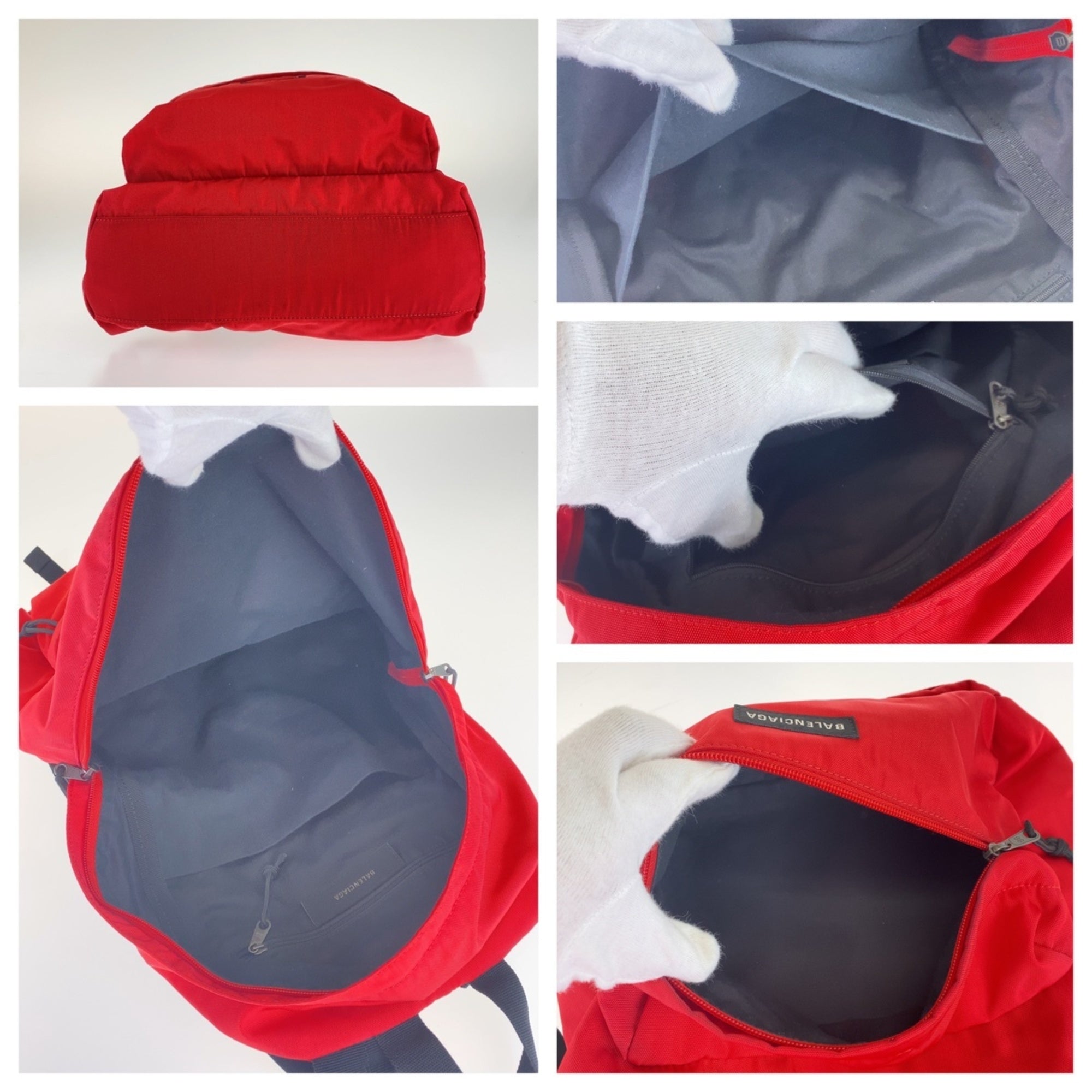 Balenciaga Black Red Color Nylon Backpack
