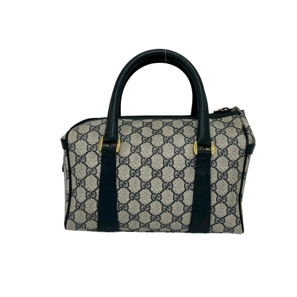 Gucci Navy Pvc Leather Boston Bag Handbag (Pre-Owned)