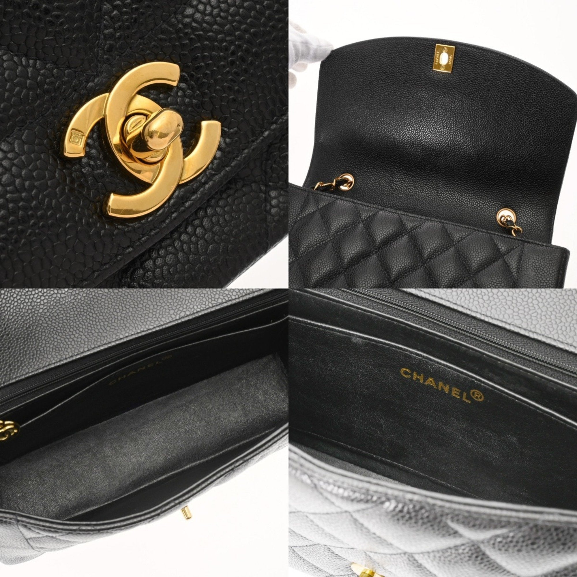 Chanel Black Grained Calfskin Shoulder Bag