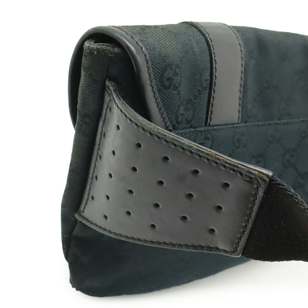 Gucci Black Gg Canvas Leather Fanny Pack Pouch Sling Bag (Pre-Owned)