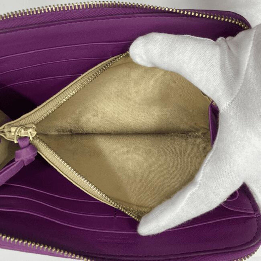 Bottega Veneta Purple Leather Long Wallet (Bi-Fold)