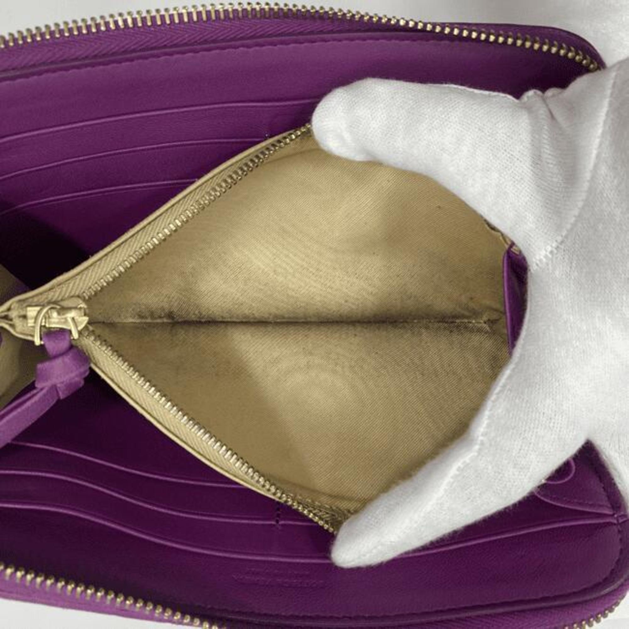 Bottega Veneta Purple Leather Long Wallet (Bi-Fold)