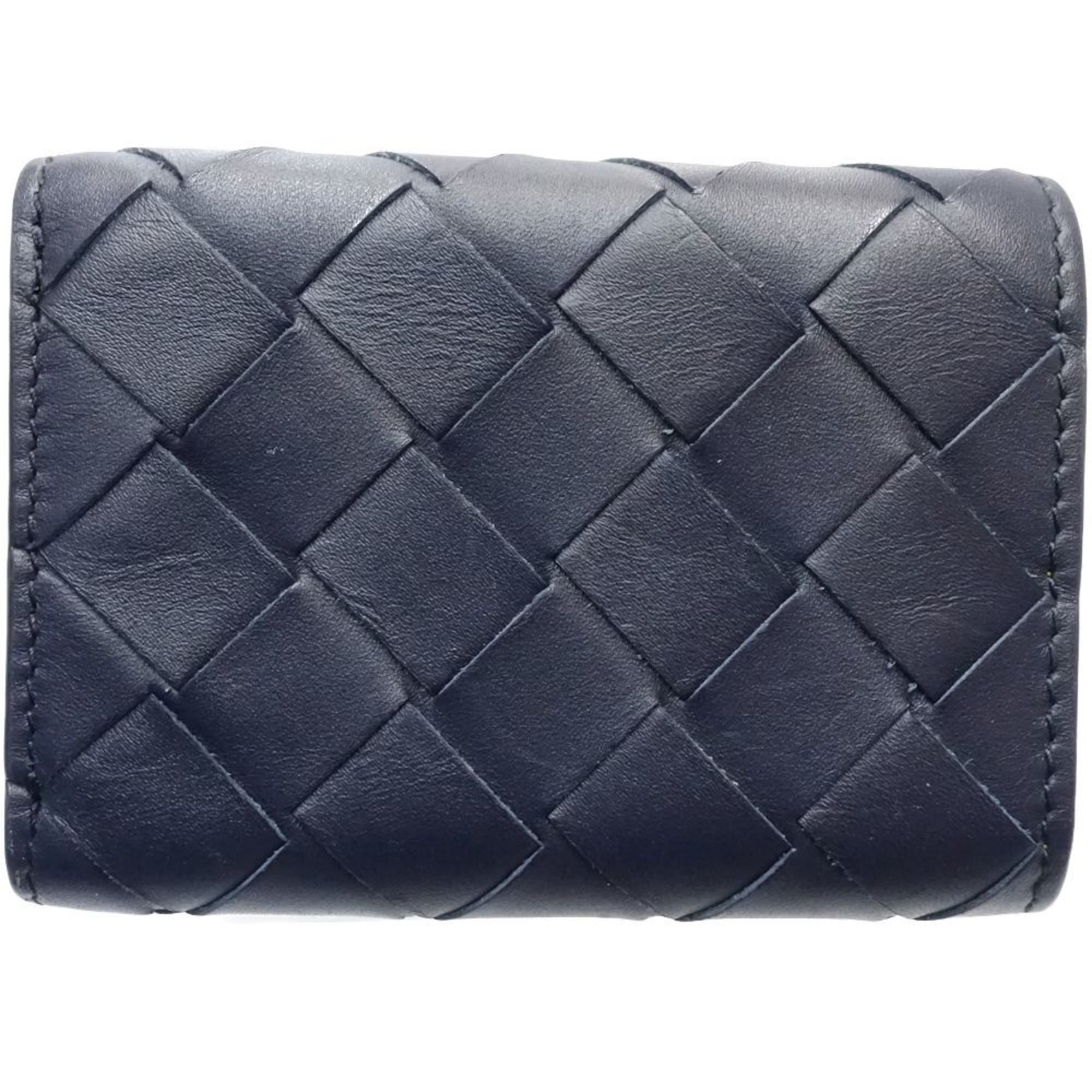 Bottega Veneta Intrecciato Navy Yellow Intrecciato Wallet (Tri-Fold)