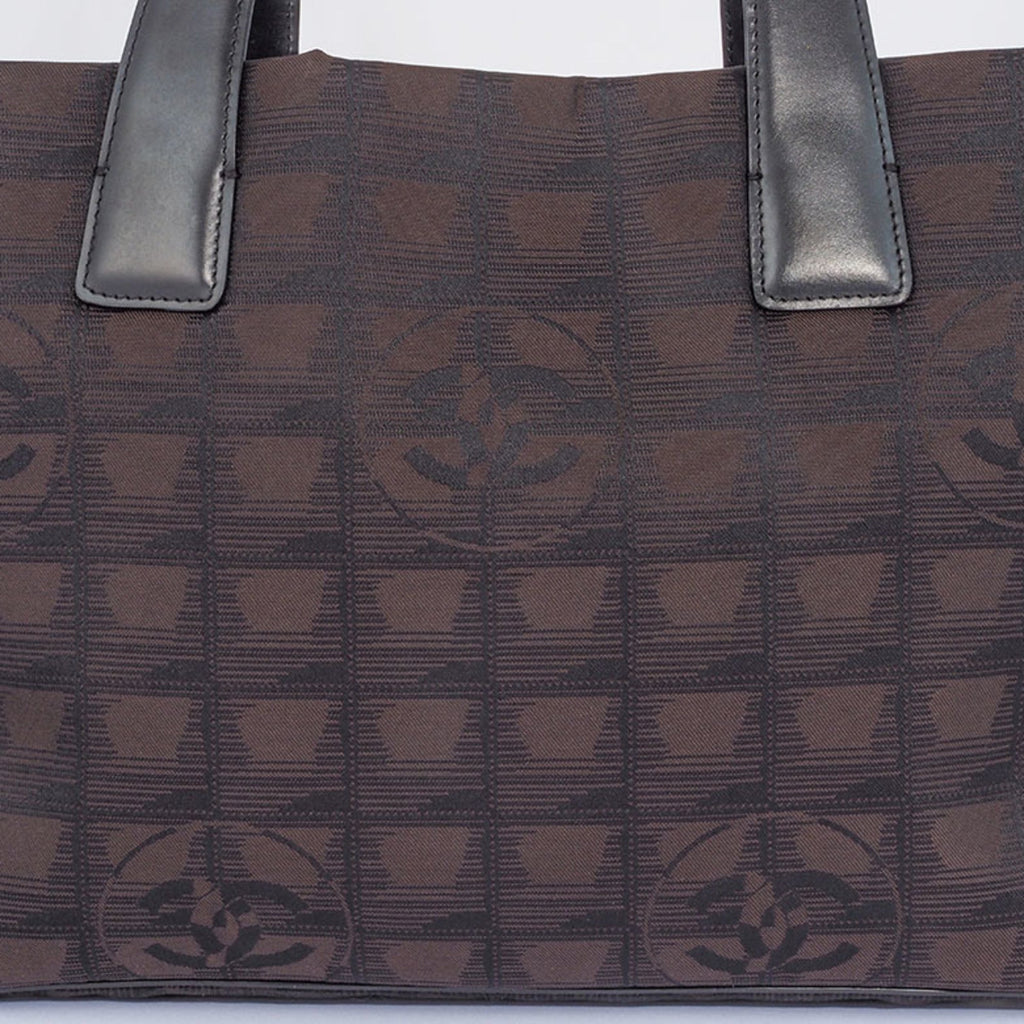 Chanel New Travel Line Brown Jacquard Leather Tote Bag