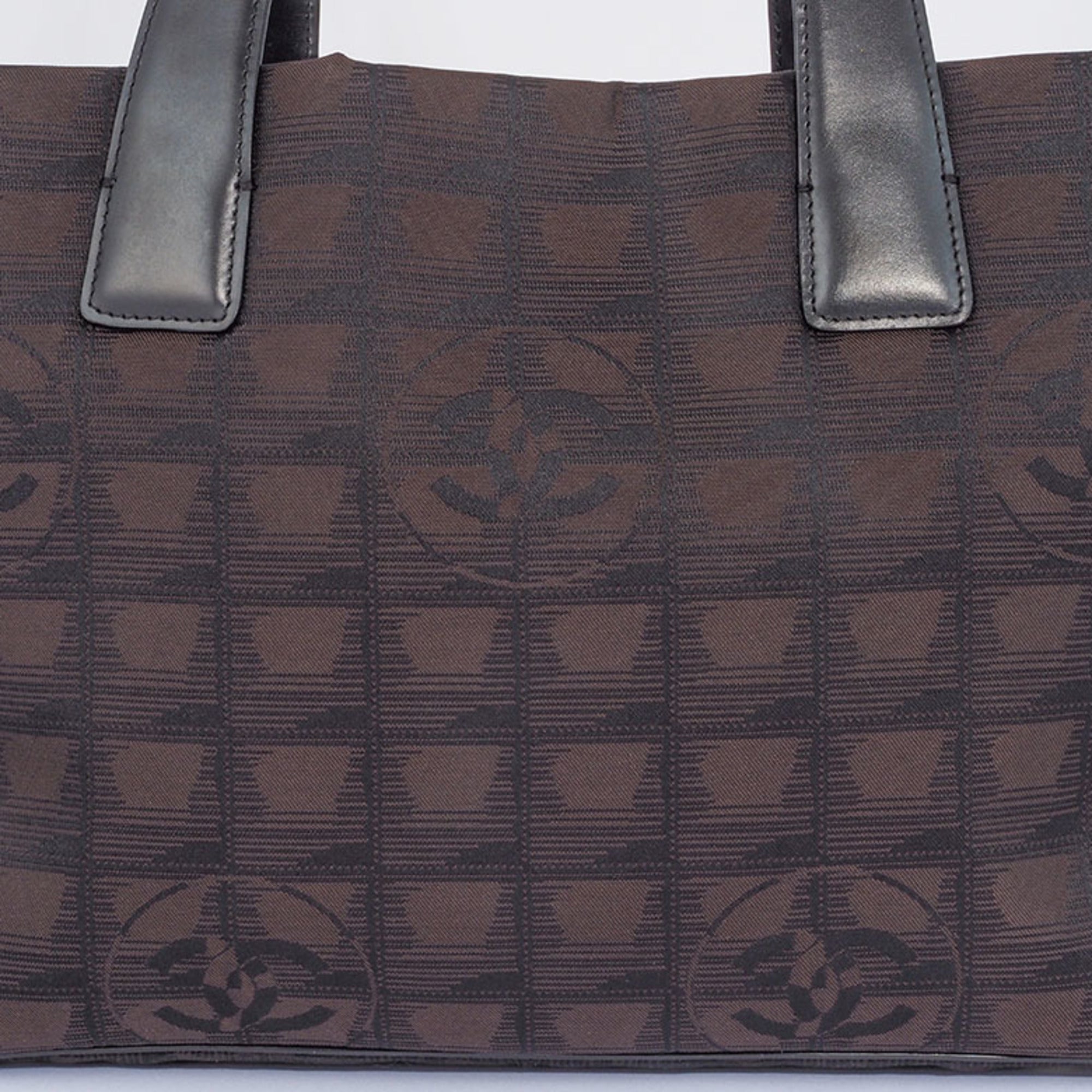 Chanel New Travel Line Brown Jacquard Leather Tote Bag