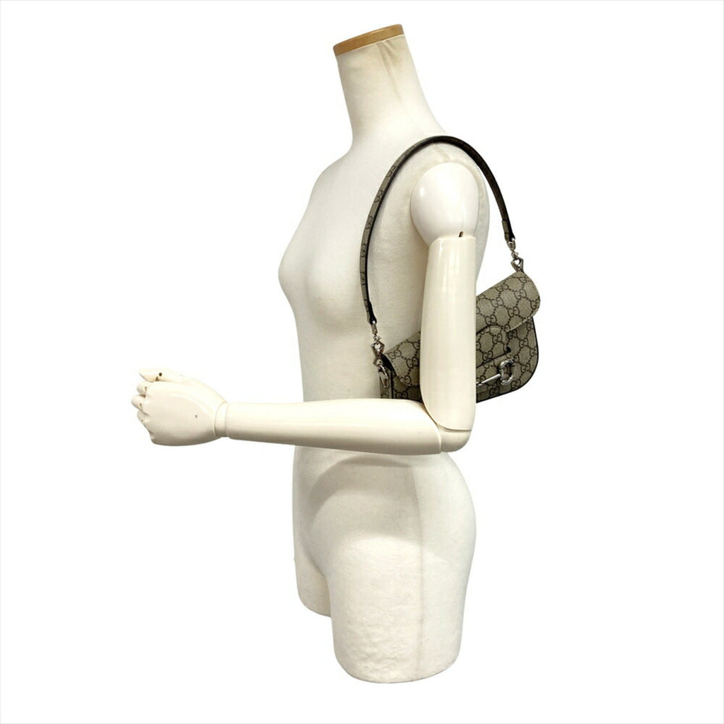 Gucci Horsebit Beige Gg Supreme Shoulder Bag (Pre-Owned)