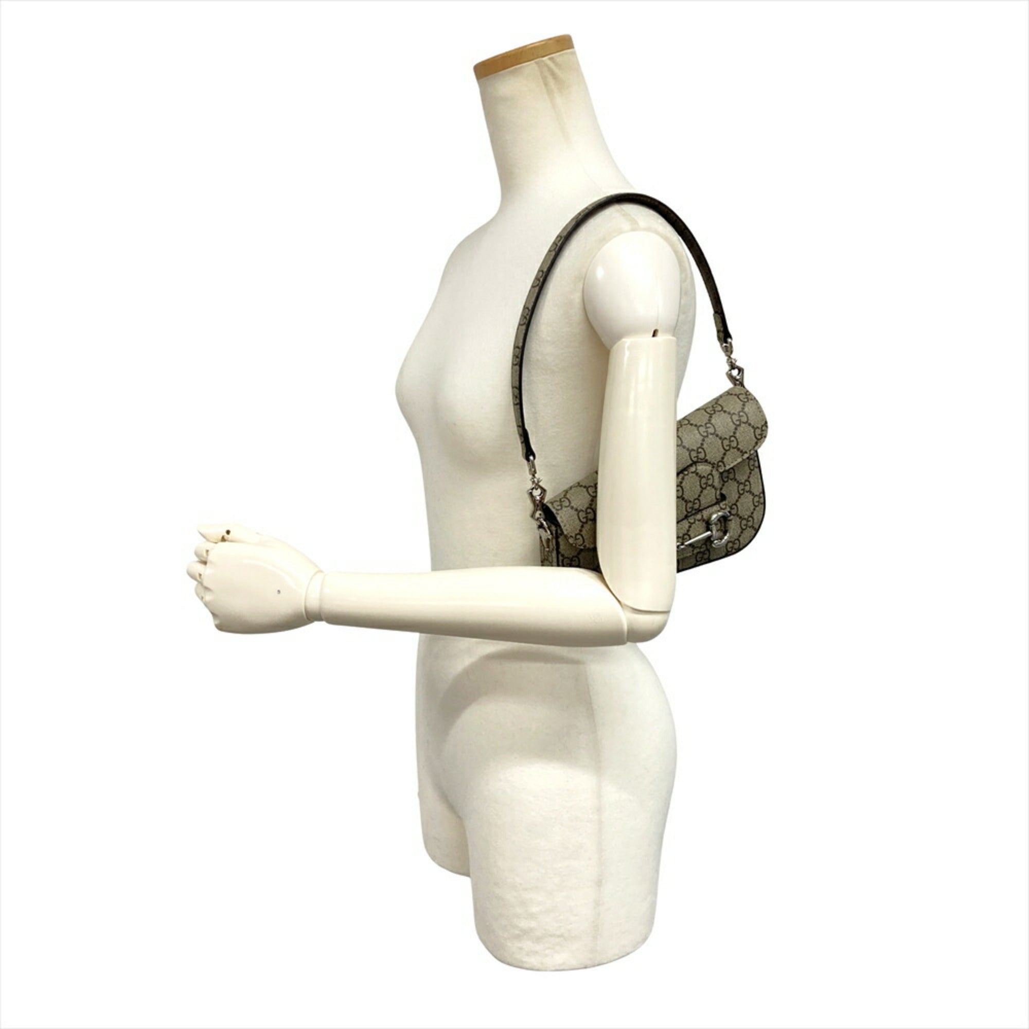 Gucci Horsebit Beige Gg Supreme Shoulder Bag (Pre-Owned)