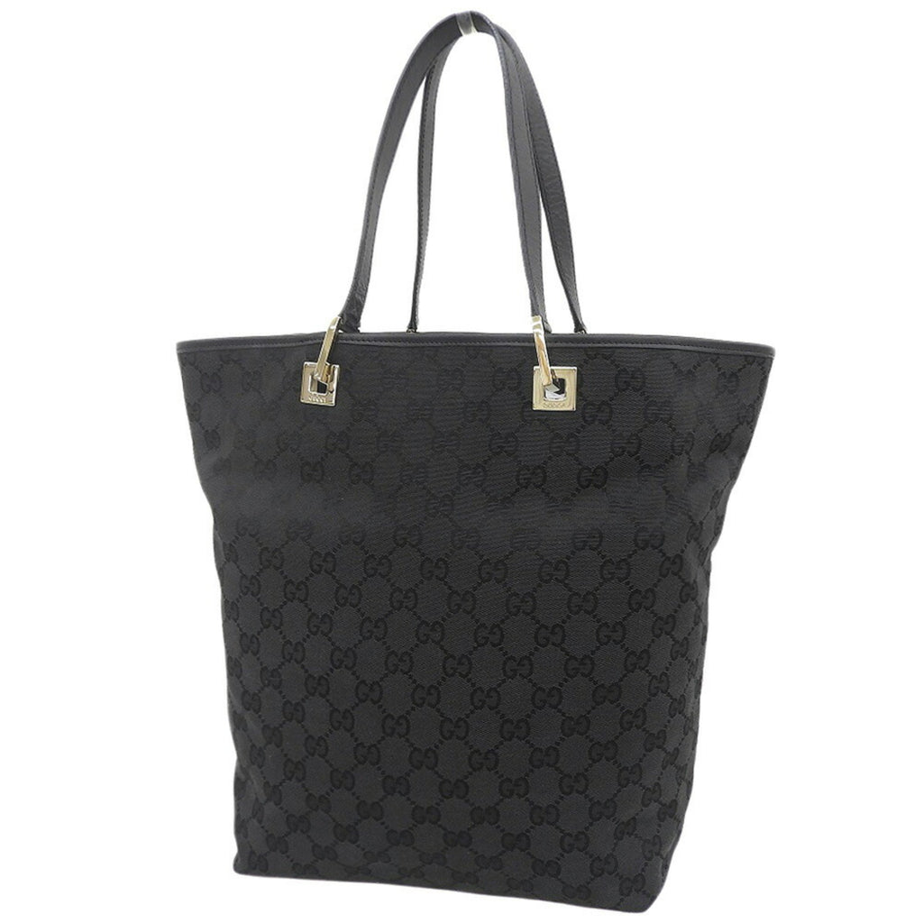 Gucci Black Canvas Leather Handbag Tote Bag (Pre-Owned)