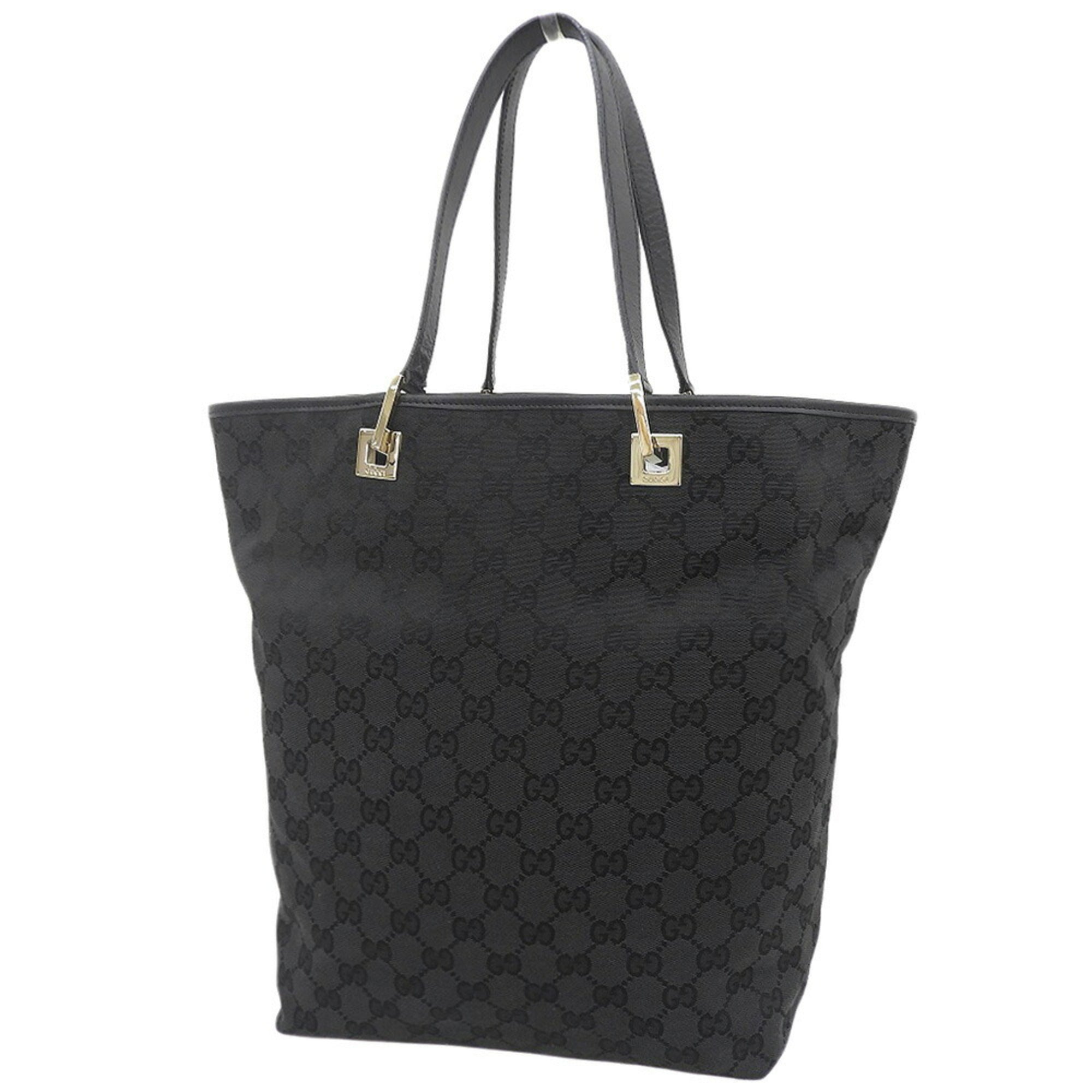 Gucci Black Canvas Leather Handbag Tote Bag (Pre-Owned)
