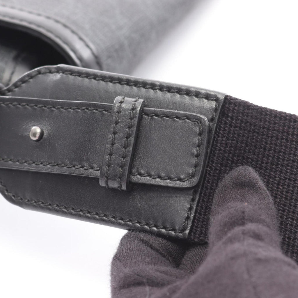 Gucci Black Leather Canvas Handbag Shoulder Bag (Pre-Owned)