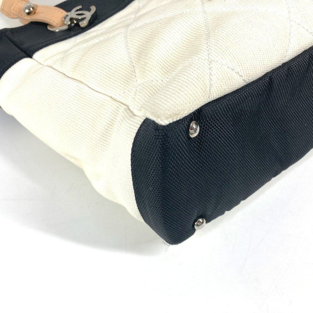 Chanel Black White Canvas Shoulder Bag Tote Bag
