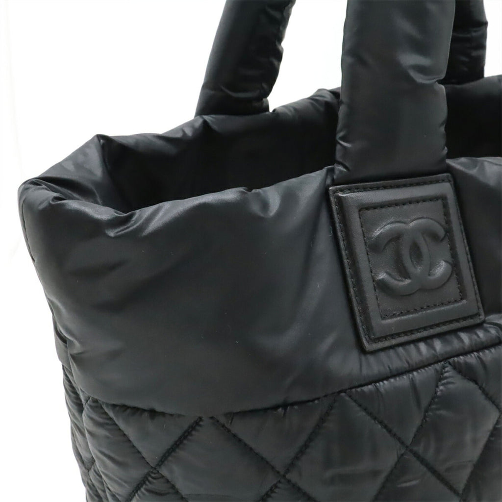 Chanel Black Nylon Leather Handbag Tote Bag