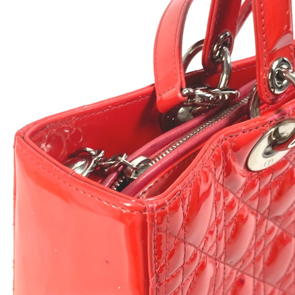 Christian Dior Red Color Leather Handbag Shoulder Bag (Pre-Owned)