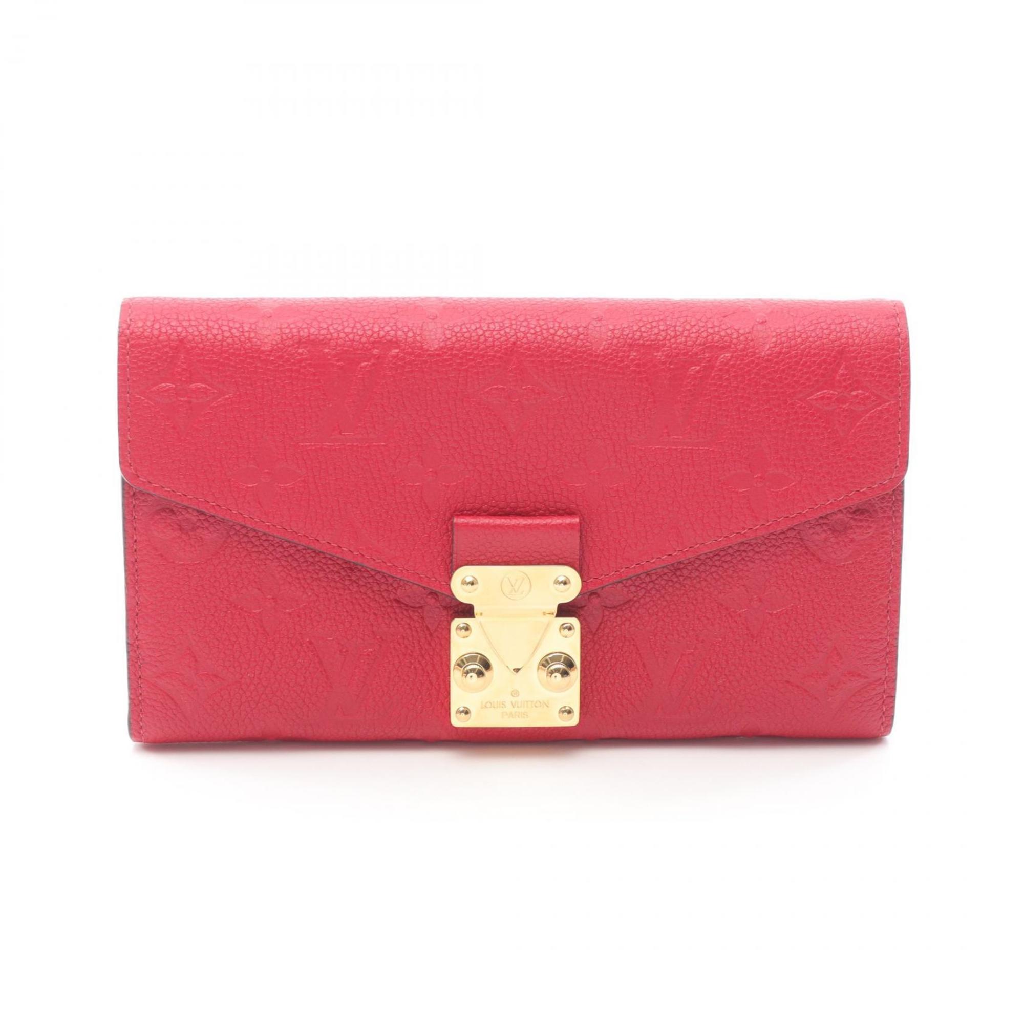 Louis Vuitton Red Color Leather Long Wallet