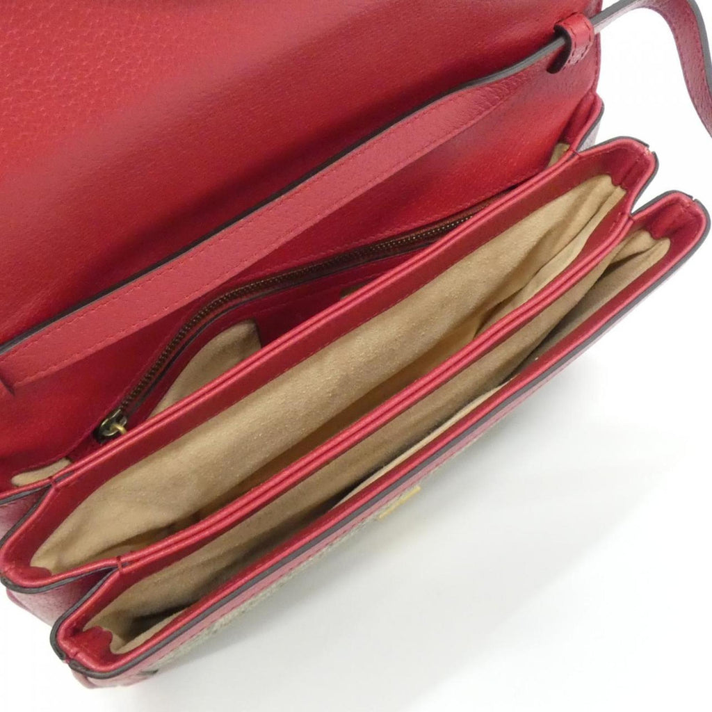 Gucci Beige Red Color Gg Supreme Shoulder Bag (Pre-Owned)