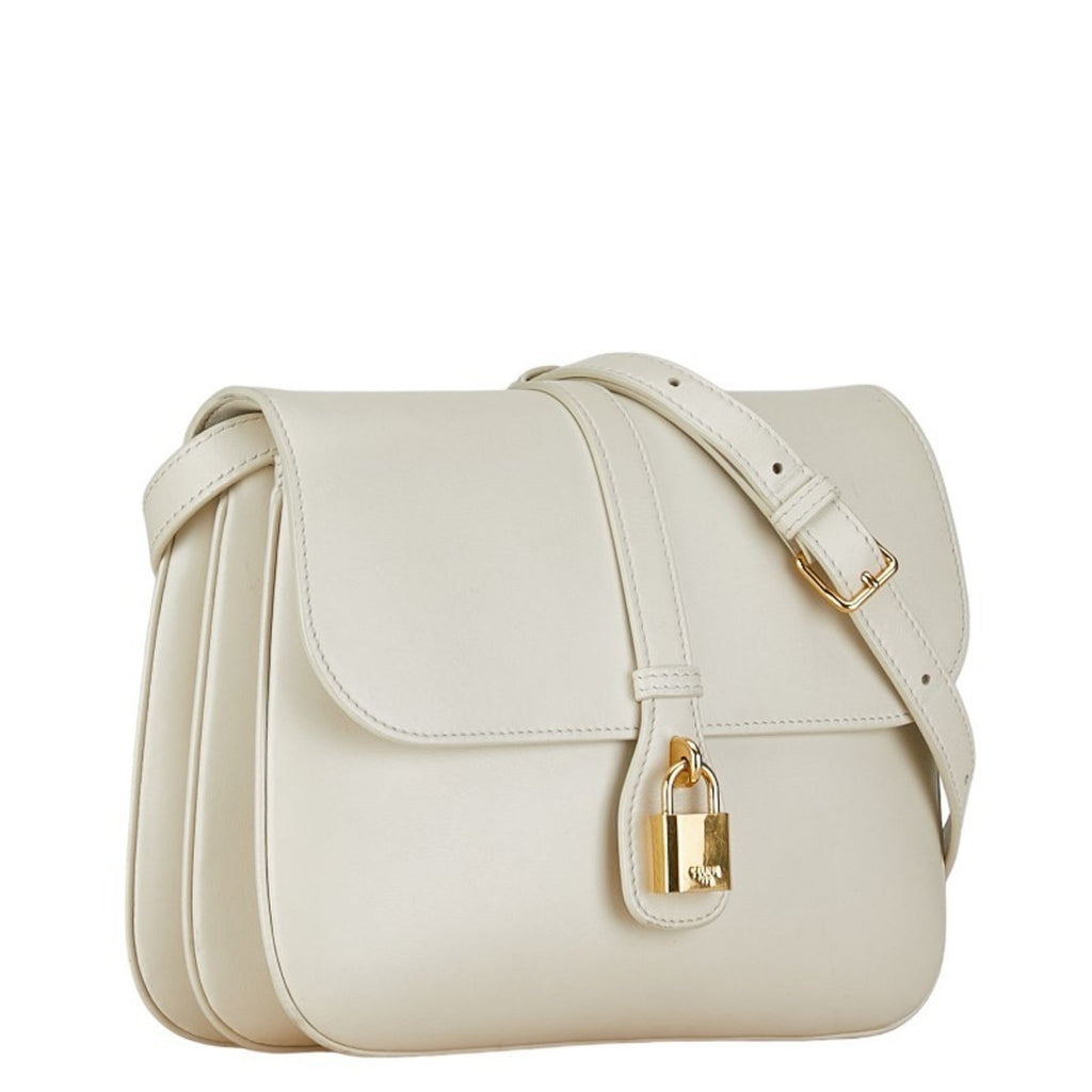 Celine White Leather Shoulder Bag