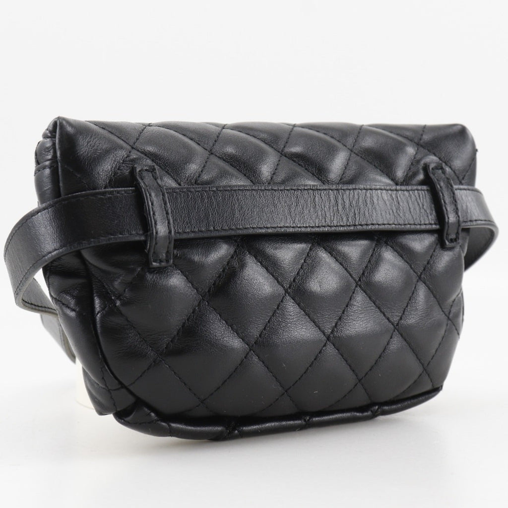 Chanel Black Leather Fanny Pack Sling Bag