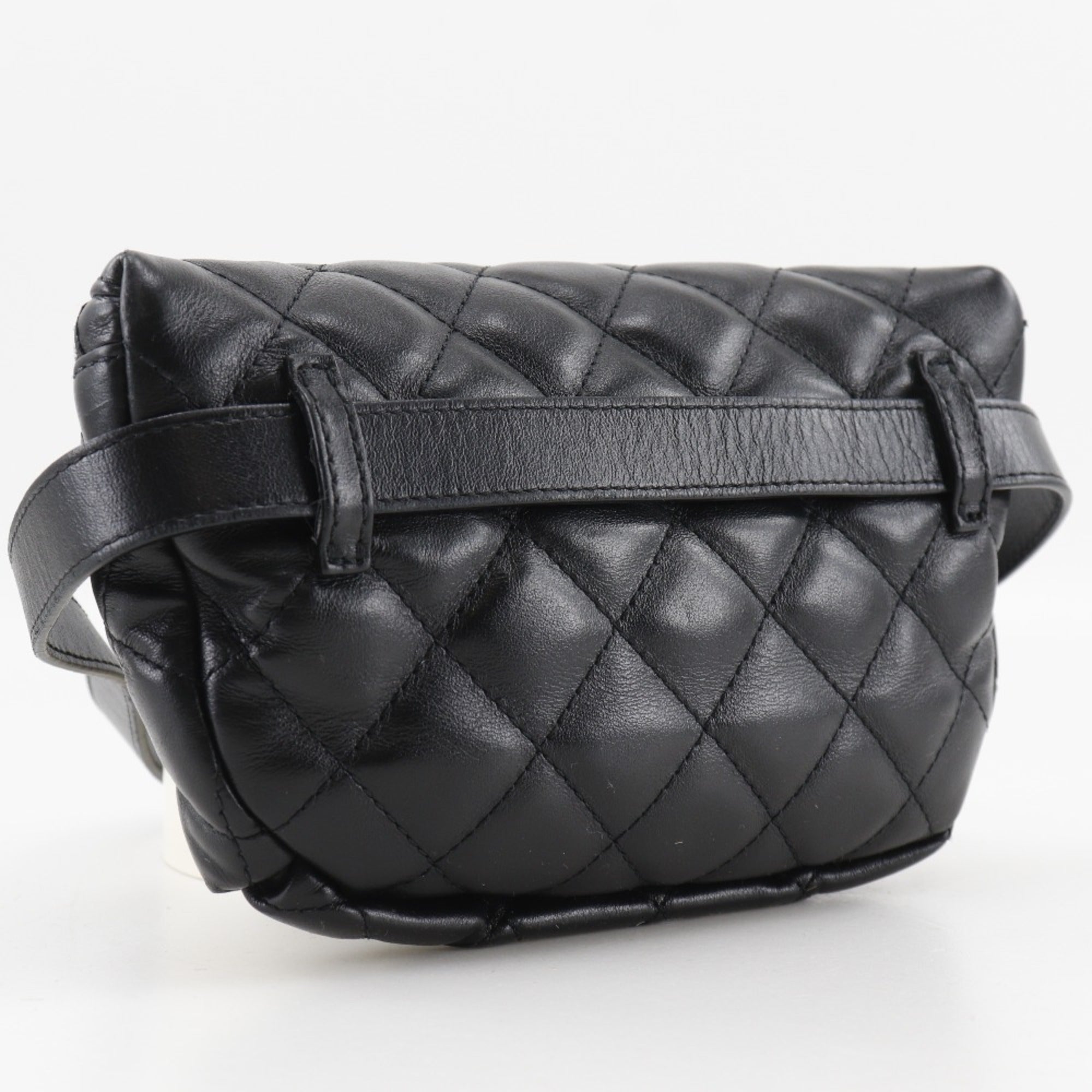 Chanel Black Leather Fanny Pack Sling Bag